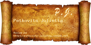 Petkovits Julietta névjegykártya